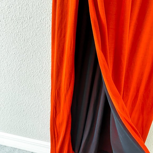 Juicy Couture Silk 3/4 Sleeve Pumpkin Spice Fall Maxi Dress with High Slit - Picture 12 of 12